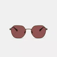 Hinged Geometric Round Sunglasses