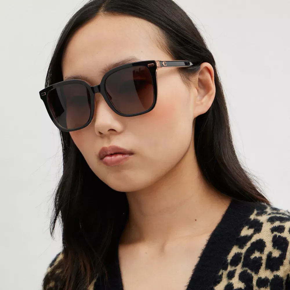 Beveled Signature Oversized Square Sunglasses