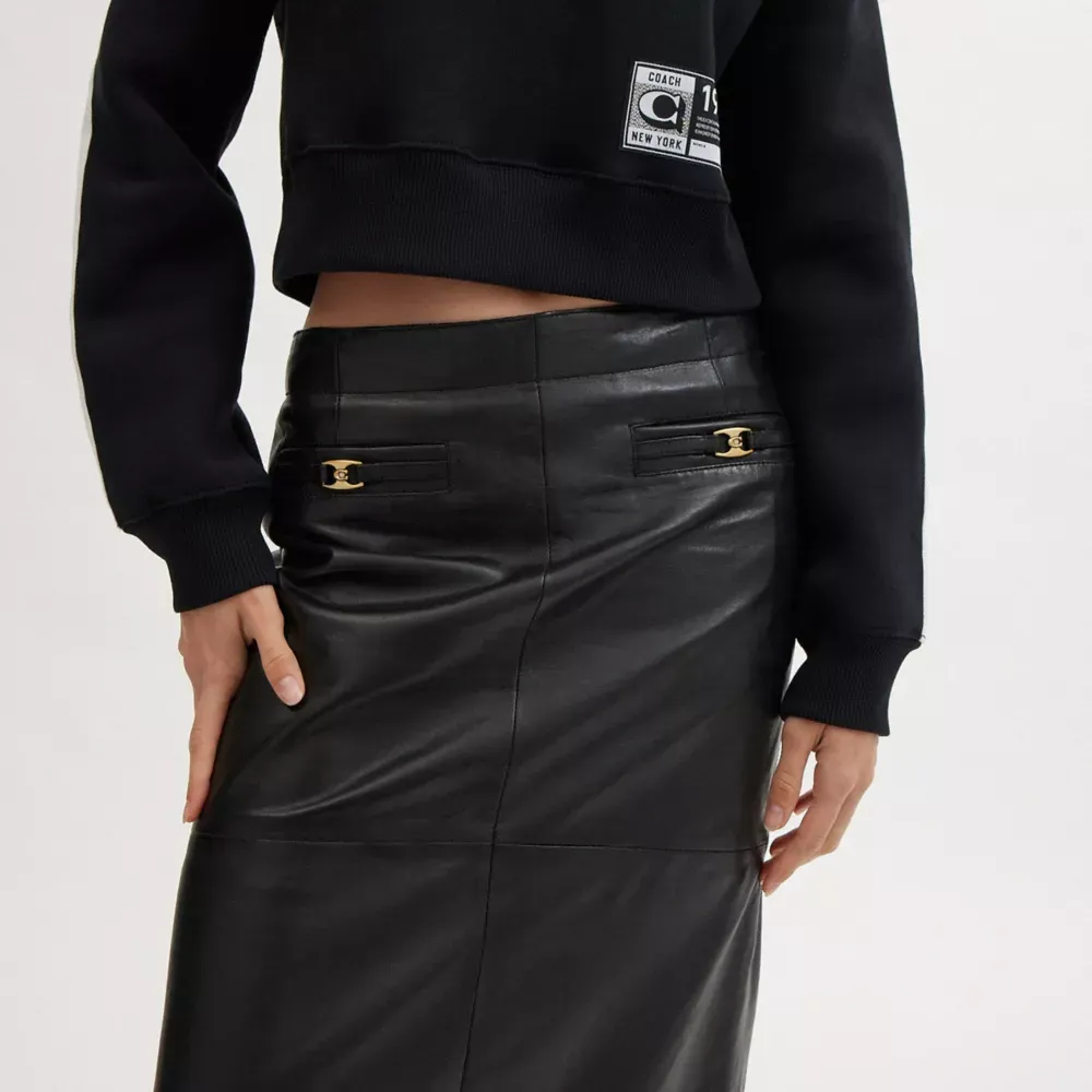 Heritage C Long Leather Skirt