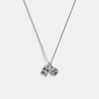 Sterling Silver Double Charm Long Pendant Necklace