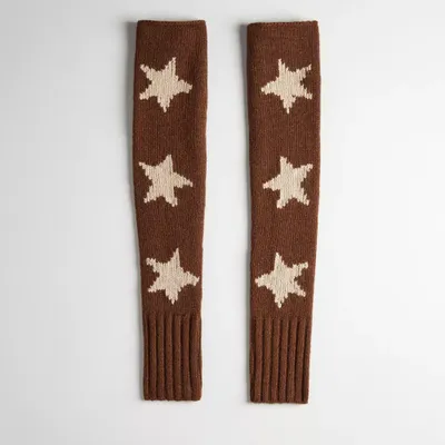 Arm Warmers With Intarsia Star Graphic