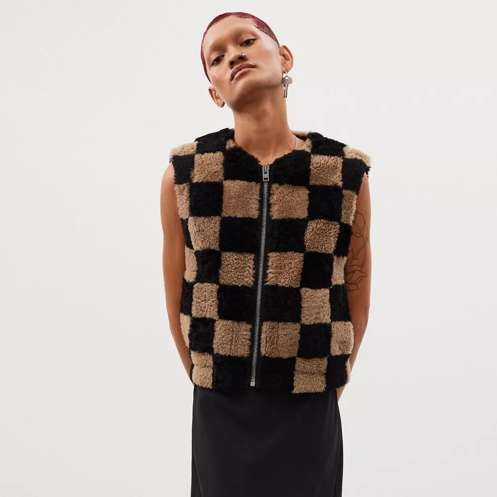 Vest With Checkerboard Pattern