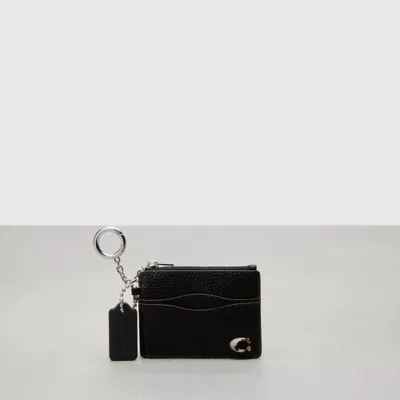 Wavy Zip Card Case With Key Ring Pebbled Coachtopia Leather