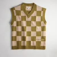 Sweater Vest With Checkerboard Pattern