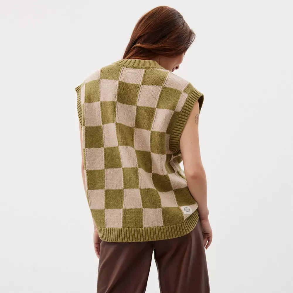 Sweater Vest With Checkerboard Pattern