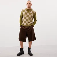 Sweater Vest With Checkerboard Pattern