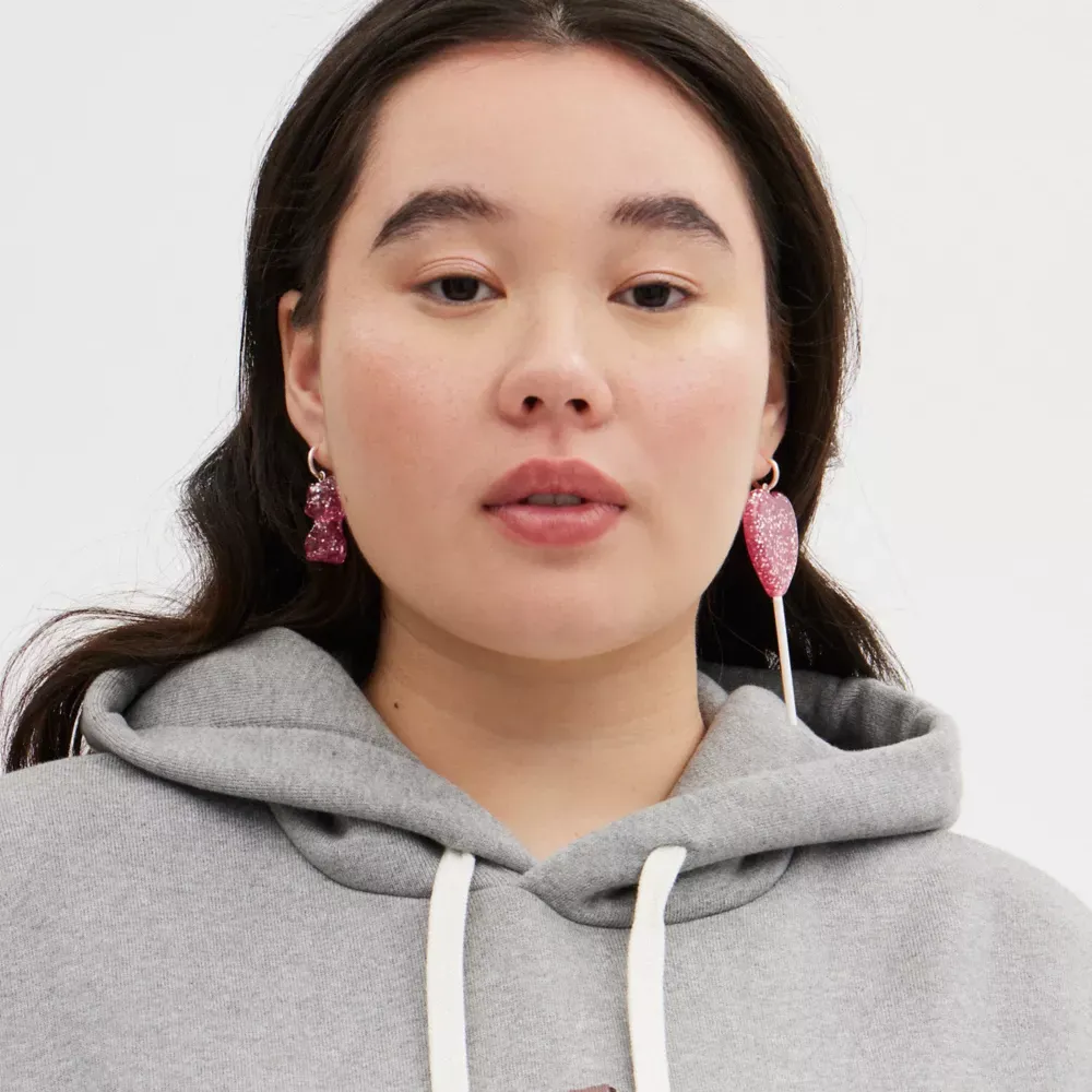 The Lil Nas X Drop Cat And Heart Lollipop Mismatch Earrings