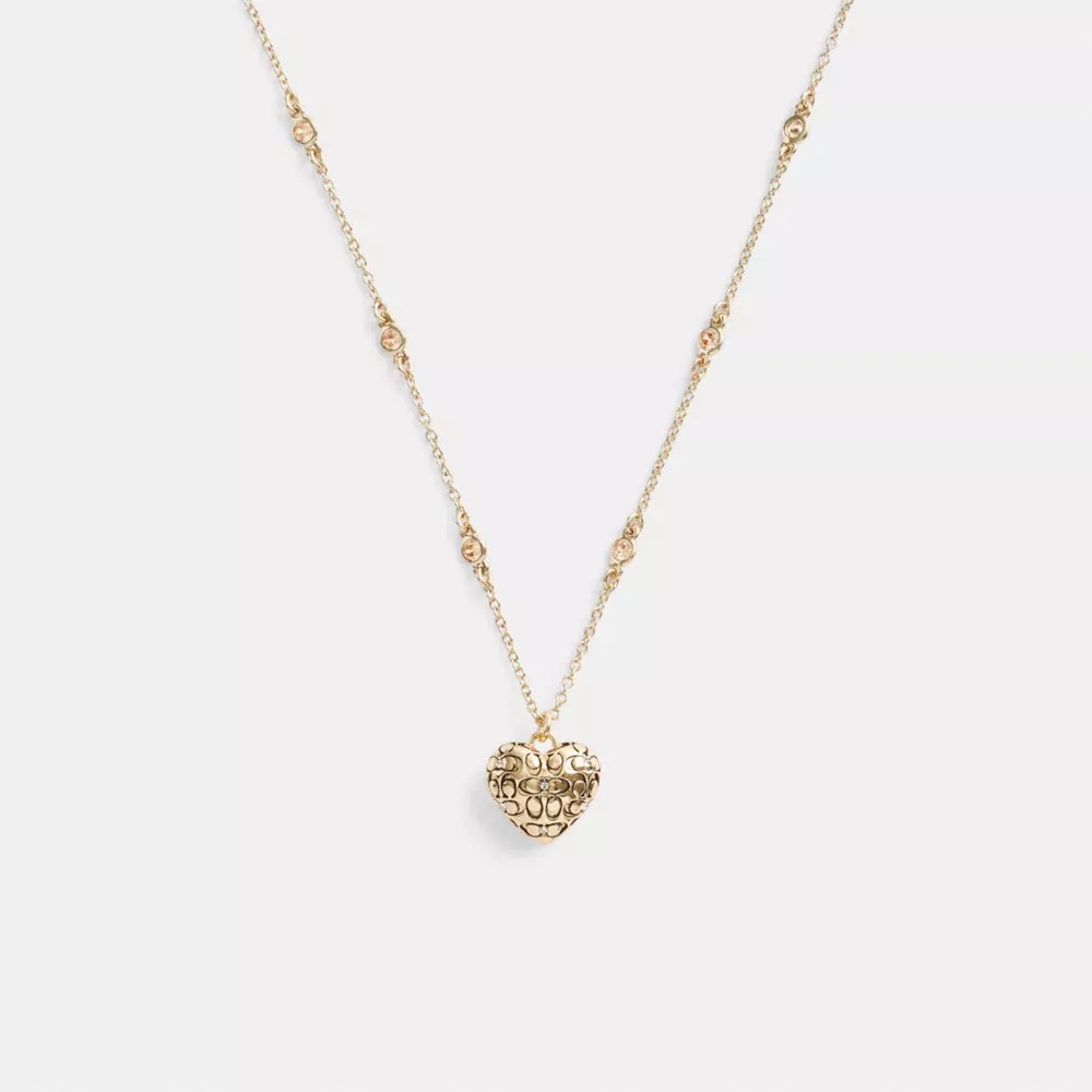 Quilted Signature Heart Pendant Necklace