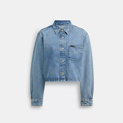 Cropped Denim Button Down