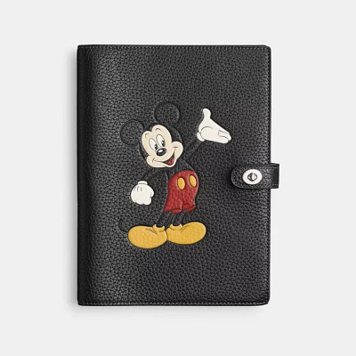 Disney X Coach Notebook In Regenerative Leather With Mickey Mouse