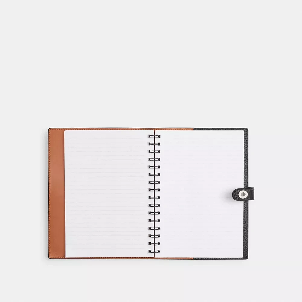 Disney X Coach Notebook In Regenerative Leather With Mickey Mouse