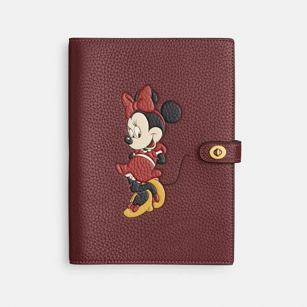 Disney X Coach Notebook In Regenerative Leather With Minnie Mouse