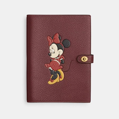 Disney X Coach Notebook In Regenerative Leather With Minnie Mouse