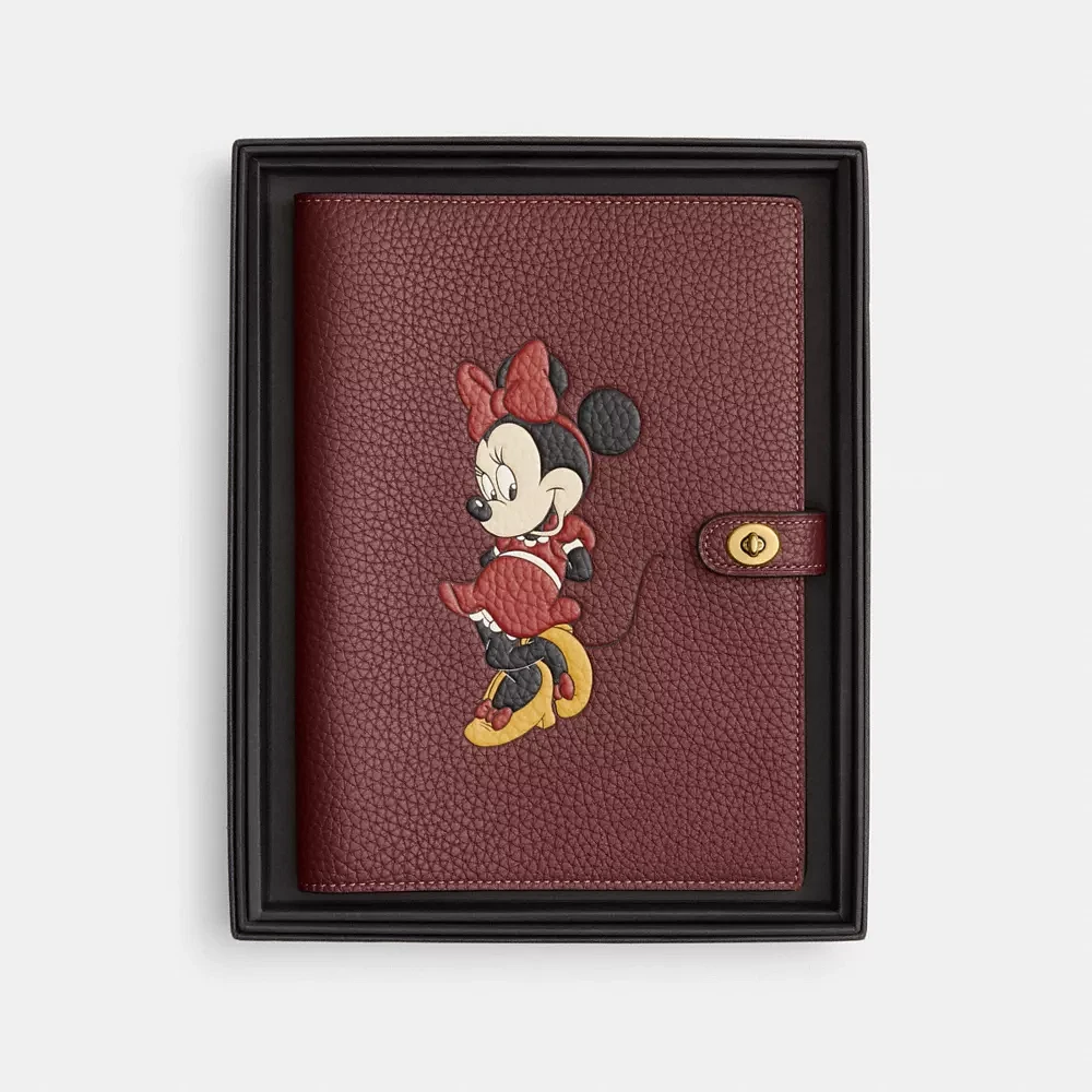 Disney X Coach Notebook In Regenerative Leather With Minnie Mouse