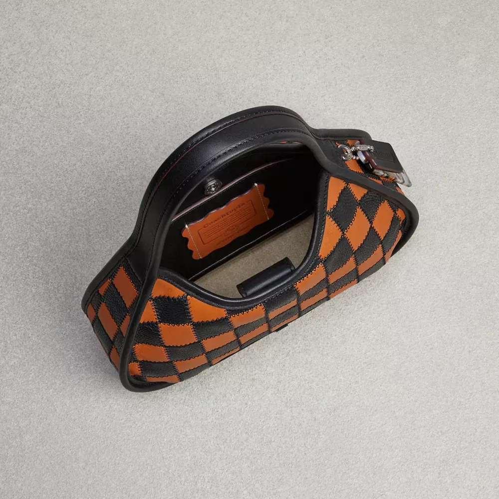 Ergo Bag Checkerboard Upcrafted Leather With Zig Zag Stitch