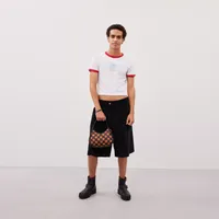 Ergo Bag Checkerboard Upcrafted Leather With Zig Zag Stitch