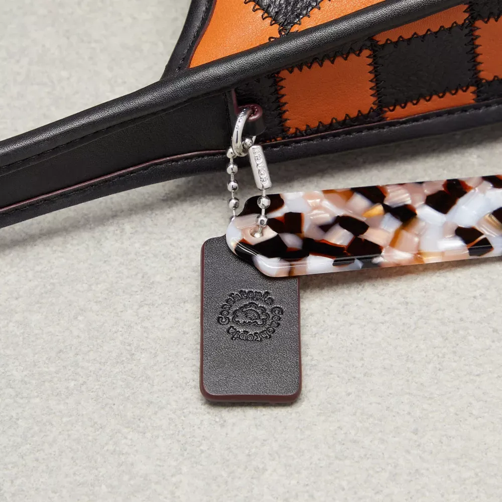 Ergo Bag Checkerboard Upcrafted Leather With Zig Zag Stitch