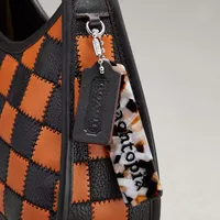 Ergo Bag Checkerboard Upcrafted Leather With Zig Zag Stitch