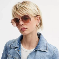 Sculpted Tea Rose Round Sunglasses