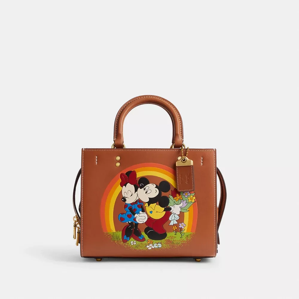 Disney X Coach Rogue Bag 25 With Mickey Mouse And Minnie Mouse