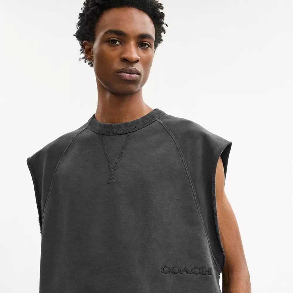 Sleeveless Garment Dye Crewneck