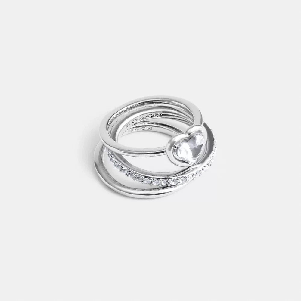 Halo Heart Ring Set