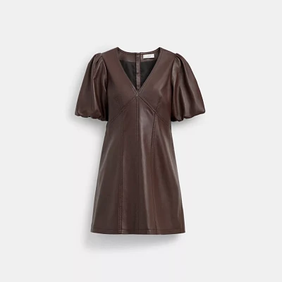 Leather Puff Sleeve Dress