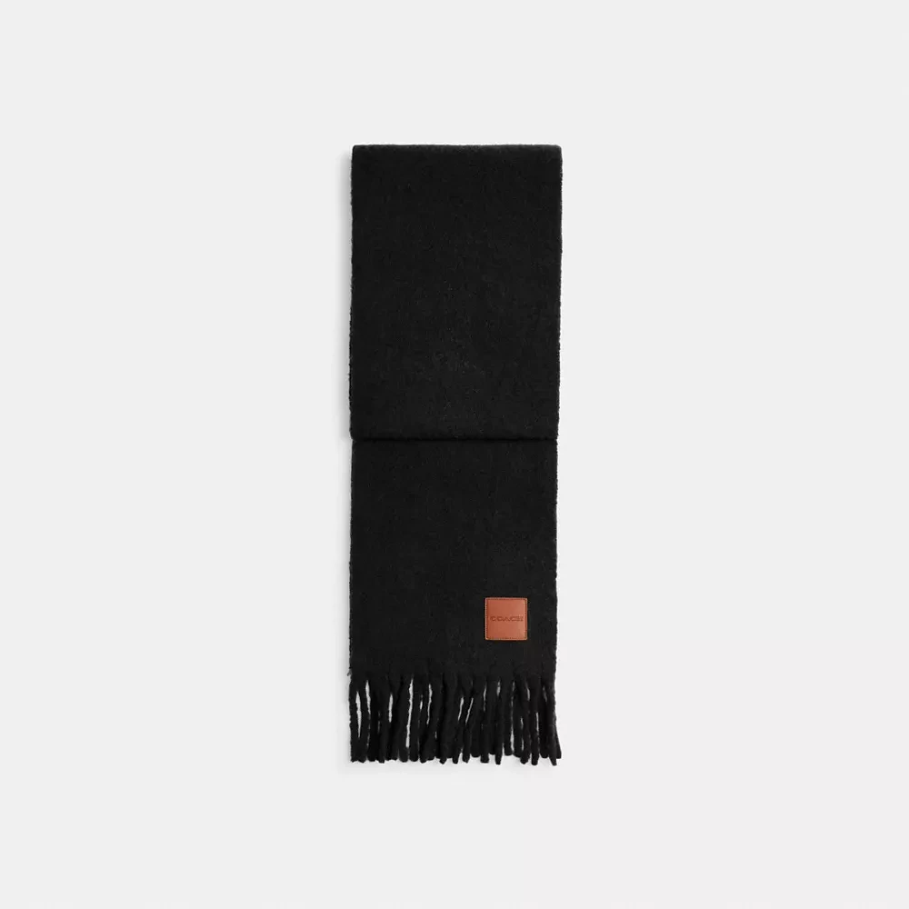 Oversized Muffler With Leather Patch