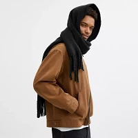 Oversized Muffler With Leather Patch