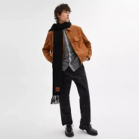 Oversized Muffler With Leather Patch