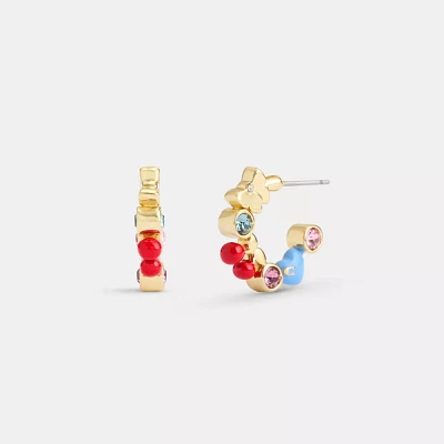 Cherry And Heart Multi Charm Huggie Earrings