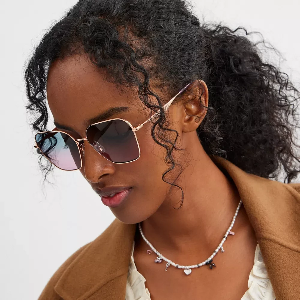 C Hardware Metal Oversized Square Sunglasses
