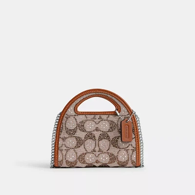 Top Handle Card Case In Crystal Signature Jacquard