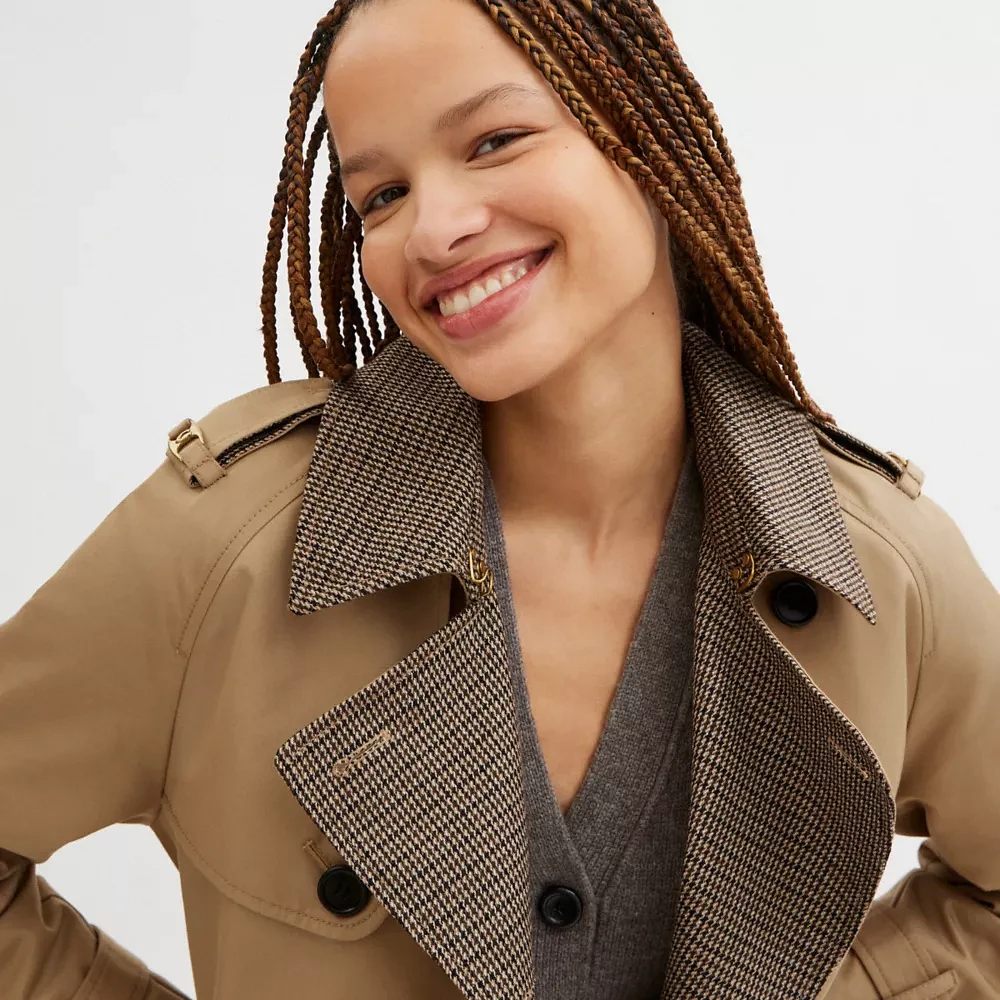 Mixed Material Trench Coat