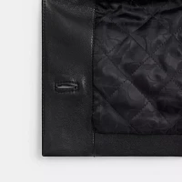 Collarless Leather Jacket