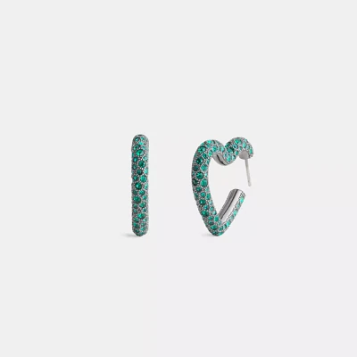 Pavé Heart Hoop Earrings