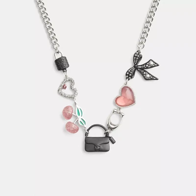 Bow And Heart Charm Necklace