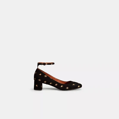 Restored Ankle Strap Pump With Prairie Print