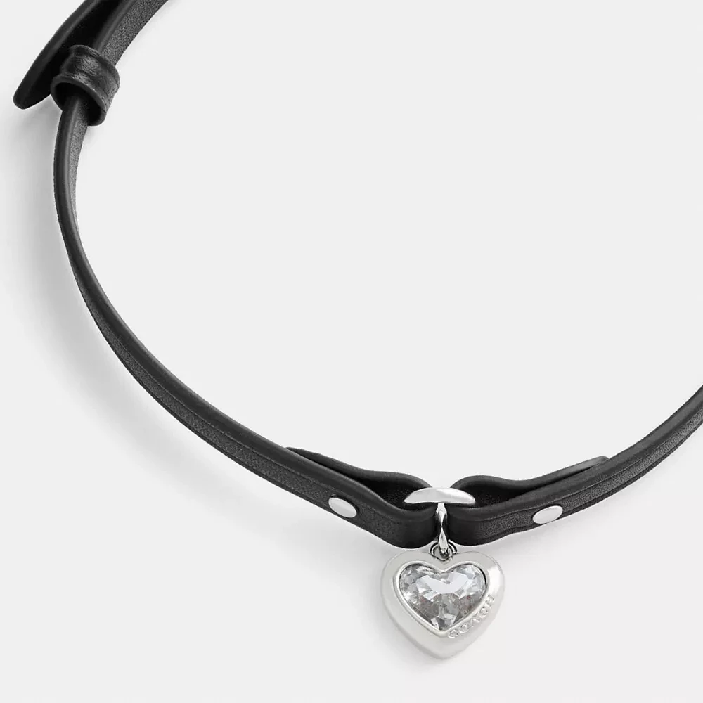 Heart Charm Leather Choker 