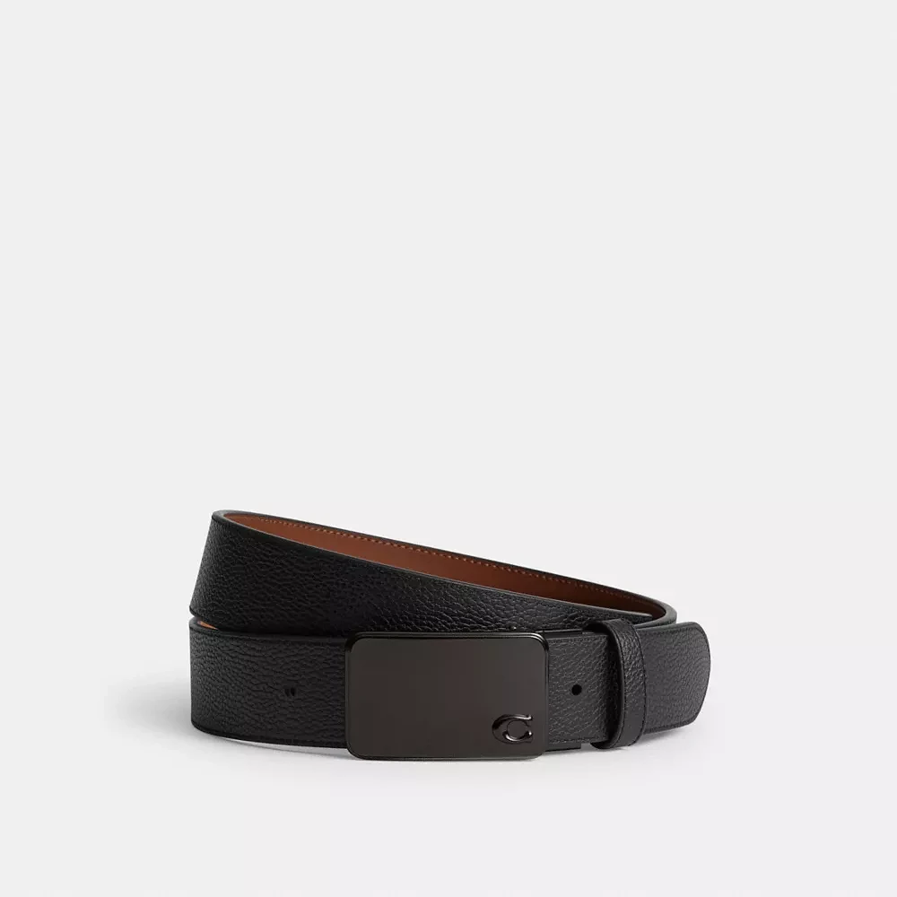 Signature Plaque Buckle Cut To Size Reversible Belt