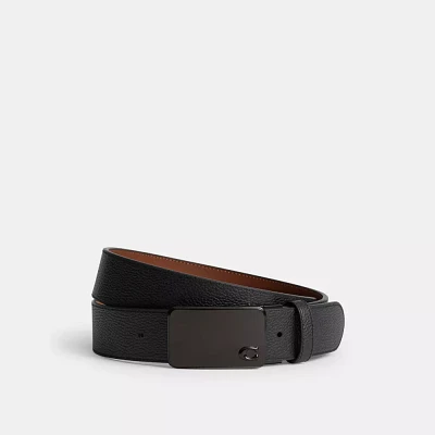 Signature Plaque Buckle Cut To Size Reversible Belt