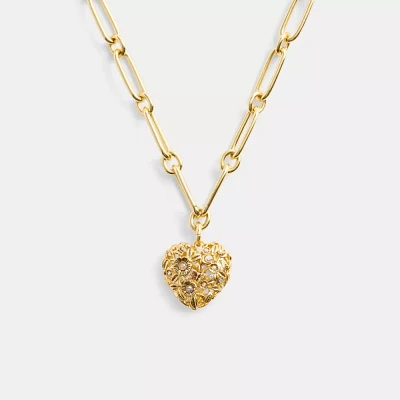 Vintage Heart Pendant Chain Link Necklace