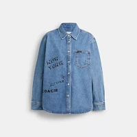 Sketch Print Denim Shirt Organic And Recycled Cotton