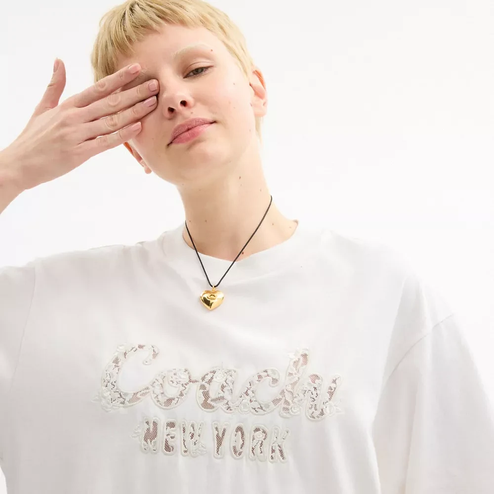 Cursive Coach Embroidered T Shirt Organic Cotton
