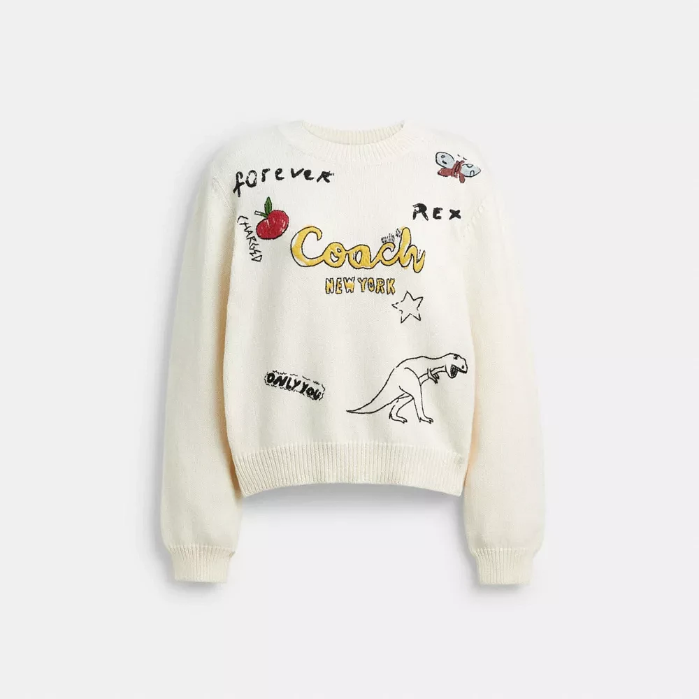 Sketch Print Crewneck Sweater Organic Cotton