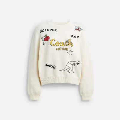 Sketch Print Crewneck Sweater Organic Cotton