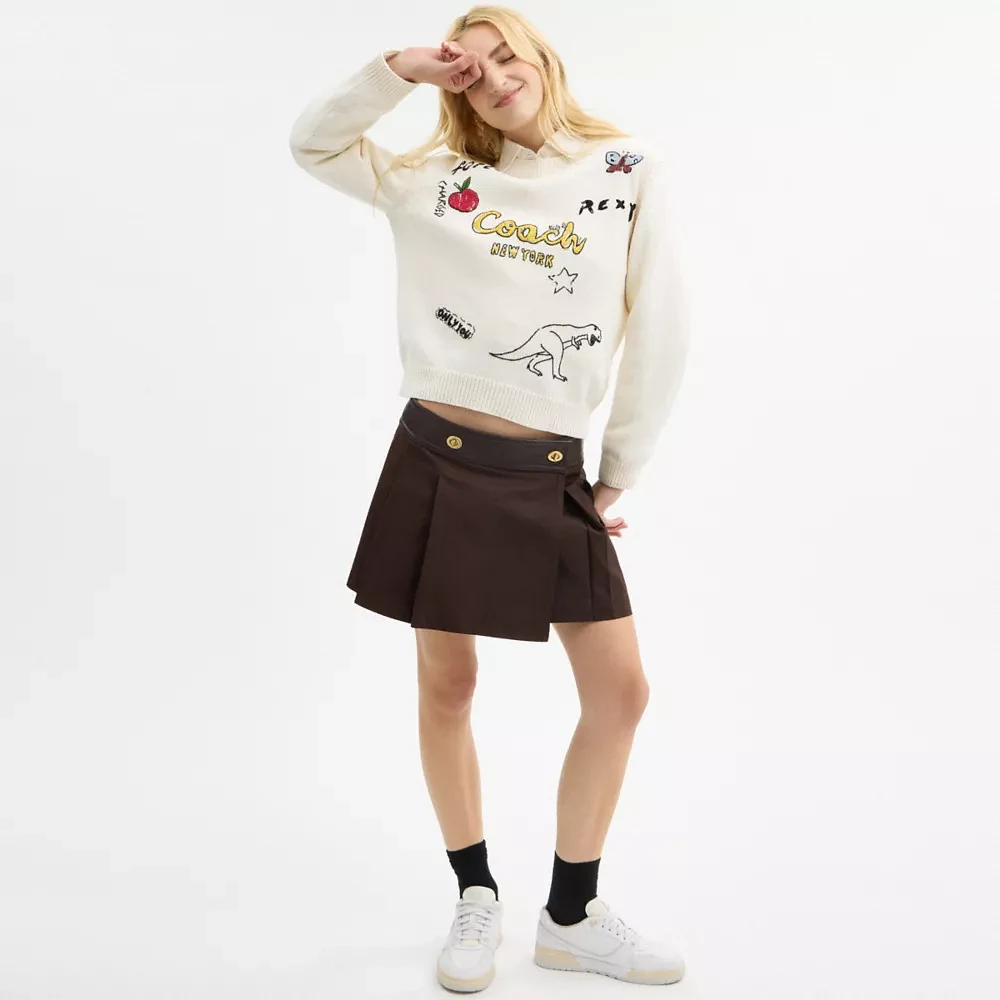 Sketch Print Crewneck Sweater Organic Cotton