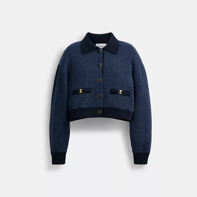 Heritage C Cropped Collared Cardigan