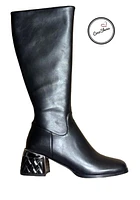 Women's embellished heel tall dress boots: F7002-coco