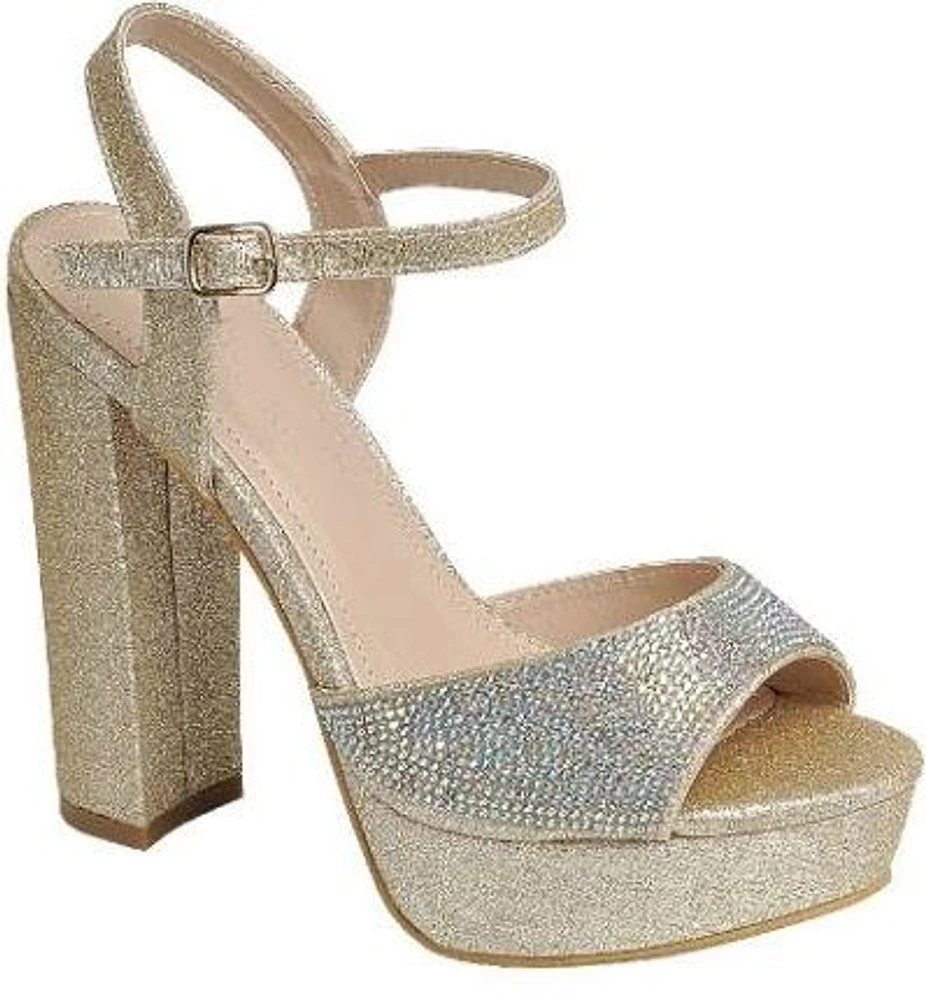 Women's Platform Block Heel Rhinestone Sandals :Champ